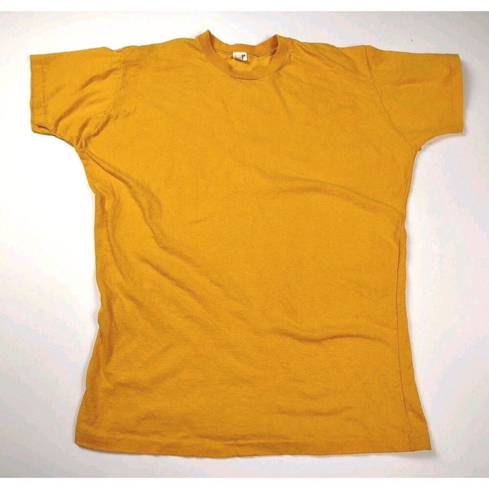 Vintage 70s Torso Tshirt Single Stitch Yellow M/L Blank Deadstock USA
